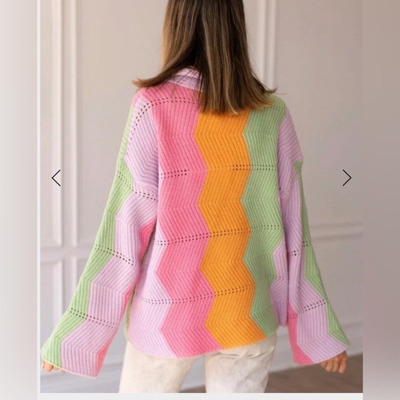 Grace and Emma XS Pastel Chevron Knit Button-Up Cardigan - Picture 2 of 7
